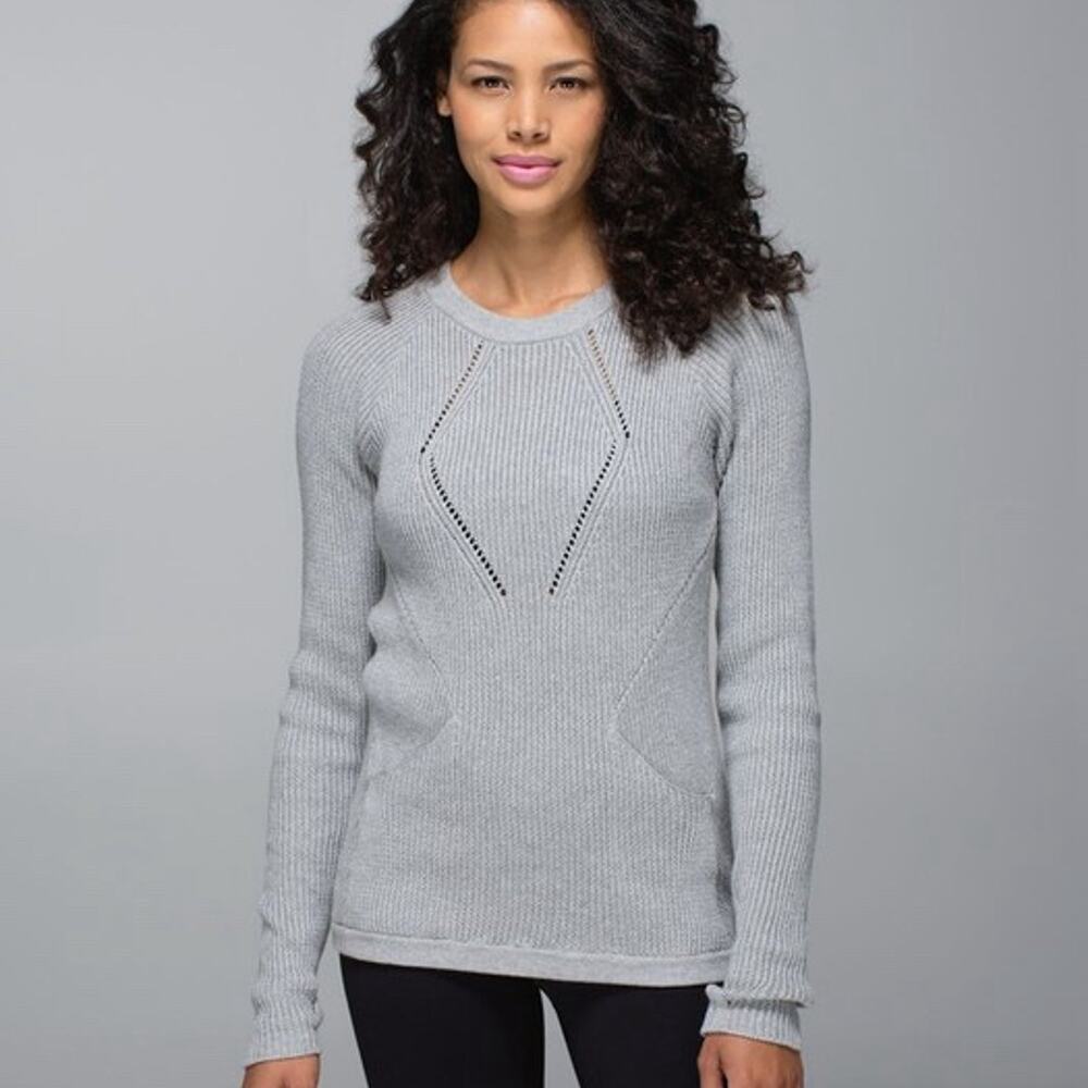 Lululemon "The Sweater The Better " Gray Knit Crew Neck Long Sleeve Sweater M